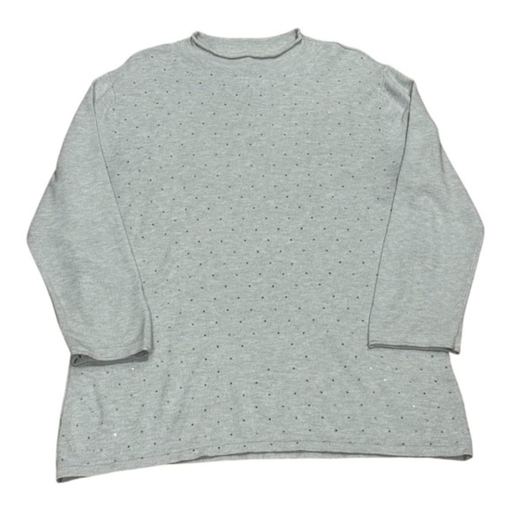 Vila Milano Sweater Womens Large Gray Lightweight Pullover Studded Dots Top
